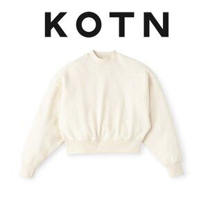 KOTN Cream Cropped Crewneck Sweatshirt Size M